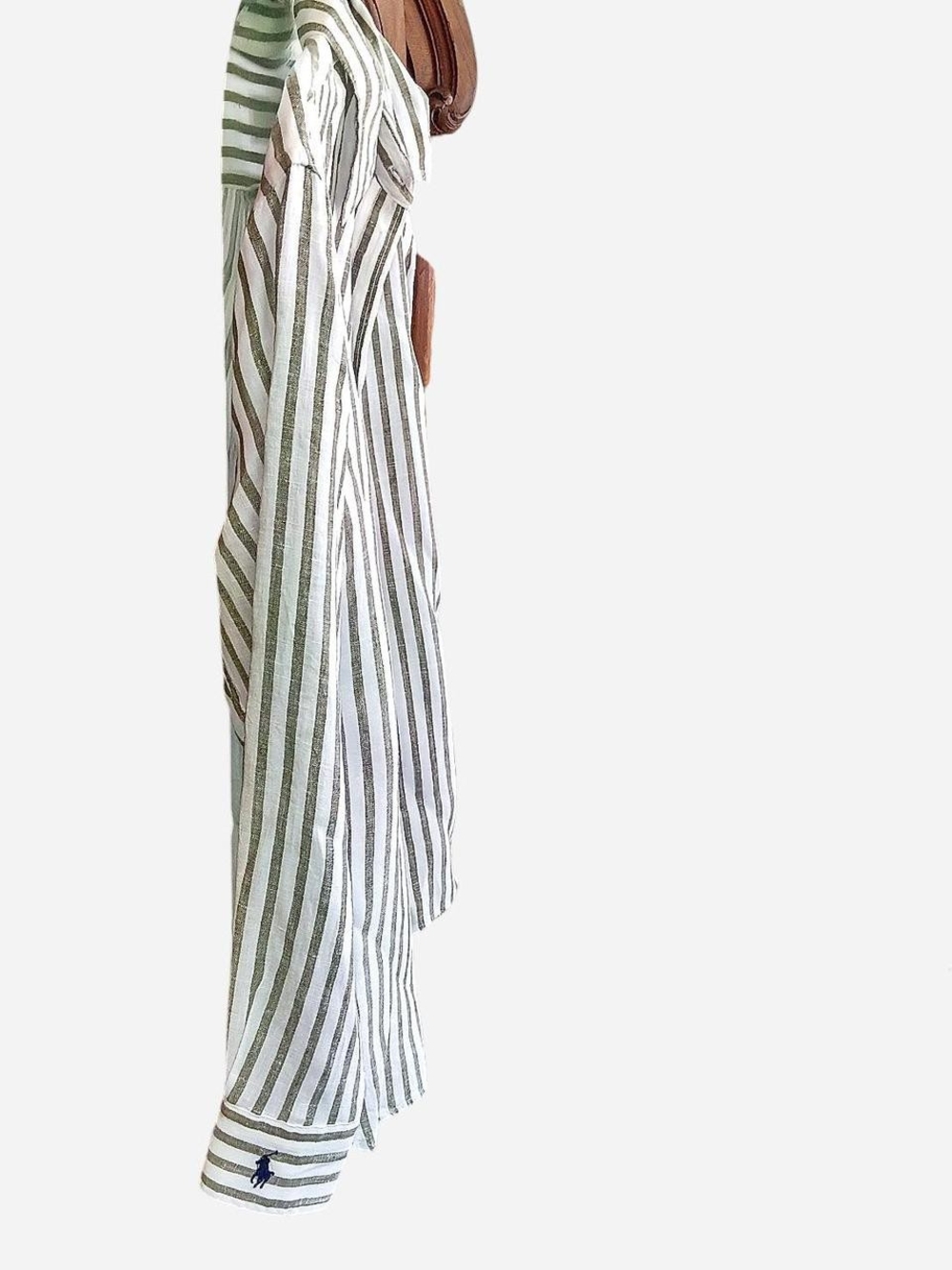 Polo by Ralph Lauren Women's Green & White Stripe Button-Up Shirt - Picture 7 of 8